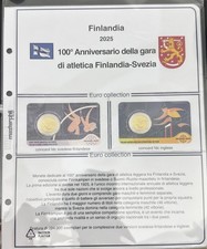 Foglio MasterPhil 2 EURO Finlandia 2025  COIN CARD 100 Anniversario Atletica