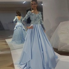 Abiti da sera blu vintage puff