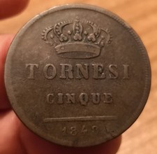 Moneta 5 Tornesi 1848, Regno