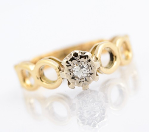 Anello solitario vintage - , oro
