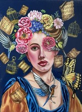 Dipinto olio originale - Sinfonia di cuore - Dipinto ad olio di una bella signora