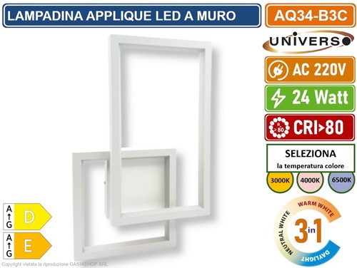 Applique led muro bianca - led, 24w