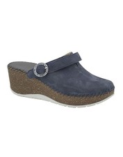 StilediVita Ciabatta Donna in Pelle Con Sottopiede Imbottito e Zeppa - BLU (Blue