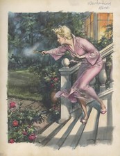 WALTER MOLINO - LANA TURNER  - TAVOLA ORIGINALE  tempera pubblicata su G. H. 947