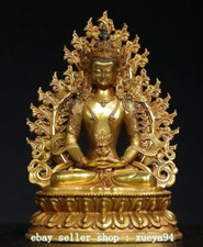 9.8" Old Tibet Bronze Gilt