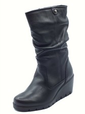 ENVAL Soft 8769600 Nappa Soft Nero Tronchetti per Donna in pelle con lampo zeppa