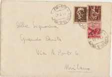 BUSTA ORSAGO (TREVISO) X MILANO - AFFRANCATURA MISTA REGNO REPUBBLICA