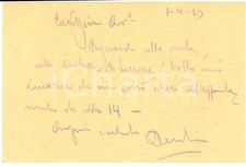 1929 PADOVA Pollione MARCOLIN ingegnere civile e idraulico - Biglietto autografo