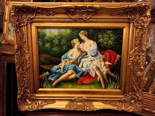 Dipinto olio tela scena - dipinto, su