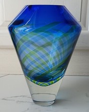 VASO SALVIATI IN VETRO DI MURANO BLU H 33 CM, D 23 CM