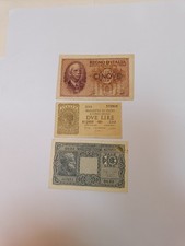 LOTTO TRE BANCONOTE 2 LIRE 1944- 5 LIRE 1940 E 10 LIRE 1944