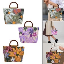 Borsa tote floreale ricamata