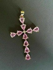 Ciondolo croce diamante rosa