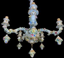 Imponente lampadario capodimonte barocco veneziano timbrato