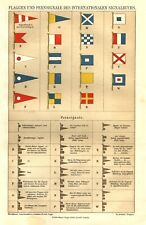 1895 Stampa Antica = BANDIERE NAUTICHE DI SEGNALAZIONE = CROMOLITOGRAFIA #