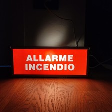 Insegna industriale allarme incendio luminoso arredo usato vintage
