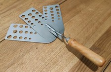 Paletta Spatola forata da Cucina Vintage in Acciaio Inox e legno