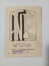 Tessera fascismo ww2 PNF Mvsn