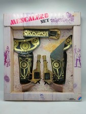 EDISON MASCALERO SET PISTOLE GIOCATTOLO VINTAGE CON FONDINA RARO OLD STOCK NEW