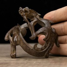 Cina antica scultura manuale vecchio drago rame ornamento collezione vecchio oggetto