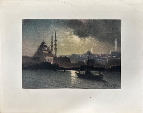 Gouache veduta istanbul - veduta,