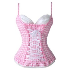 Corsetto Rosa a quadratini rosa e bianchi Donna Burlesque Vintage