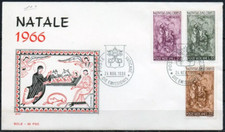 Vaticano 1966 Natale,Natività,Santa Famiglia a Betlemme,Disegni,FDC