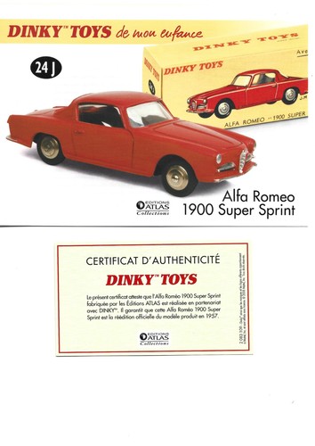 Dinky toys fiche certificat - +,