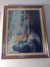 quadro a mezzopunto vintage cornice in legno