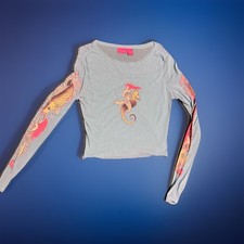 Y2K Blu Stampa Sirena Manica