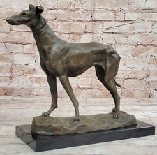 Arte Vintage Deco Levriero Whippet Bronzo Scrivania Scultura / Cane Ottimo