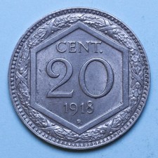VITTORIO EMANUELE III 20 CENTESIMI 1918 ESAGONO FDC NICHEL COIN COLLEZIONE
