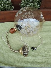 Lampada Lampadario a Soffitto Vintage Anni 60-70 Ottone e Vetro