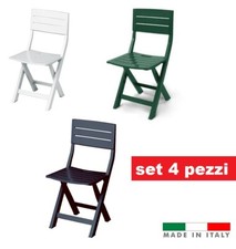 Sedia Pieghevole in Resina Plastica da Giardino Bianca Verde Antracite Set 4 Pz