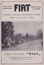 PUBBLICITA' 1916 CARRO TRATTORE TRATTRICE FIAT RIMORCHIO TRAINO PESO 