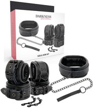 Kit costrittivo bondage manette professionali collare con guinzaglio sadomaso