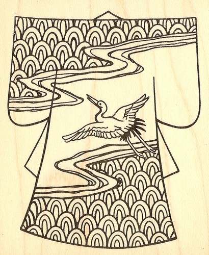 Piccola gru kimono asiatico