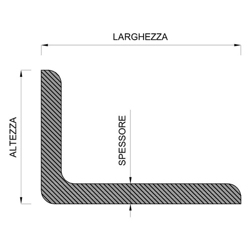 Barra ferro liscio profilo - in,
