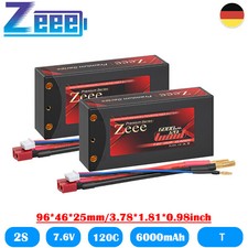 2x Zeee 7.6V Short 2S Lipo batteria HV 6000mAh 120C 4mm Ball to T custodia rigida Lipo