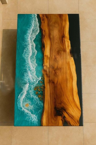 Walnut ocean resin river - walnut,