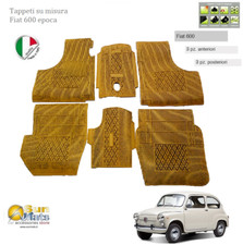 Tappeti FIAT600 d'epoca in  gomma+ moquette Giallo Ocra Made in Italy+OMAGGIO