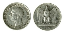 pcc1840_122) Vittorio Emanuele III  (1901-1943) 5 lire aquilino 1930 