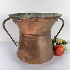 Conca antica in rame concone vecchia anfora d'epoca con manici vaso portafiori A