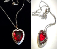 BELLISSIMA COLLANA CUORE double-face CM.3, RUBINO, BRILLANTI, ARGENTO-ORO BIANCO