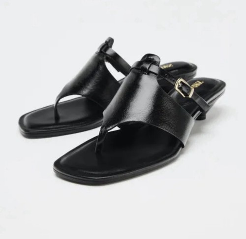 Zara leather buckle sandals - zara,