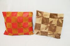 coppia cuscino cuscini cuoio pelle vintage hand made anni 60 divano