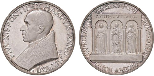 Medaglia argento papa pio - in,