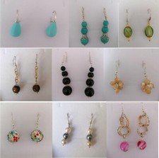 Orecchini bigiotteria, -50%, con perle di vetro, pietre dure, turchese