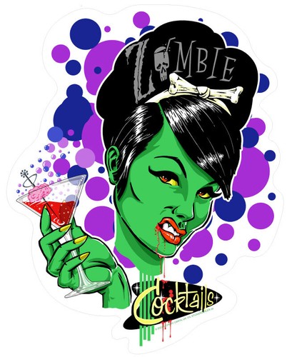 Adesivo zombie girl cocktail - adesivo,