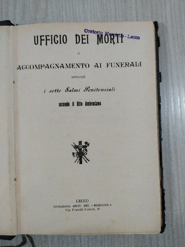 Libro ufficio dei morti - libro,